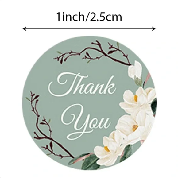 500 Roll White Flower Thank You Stickers 1" Round  PRICE IS FIRM - Picture 4 of 5